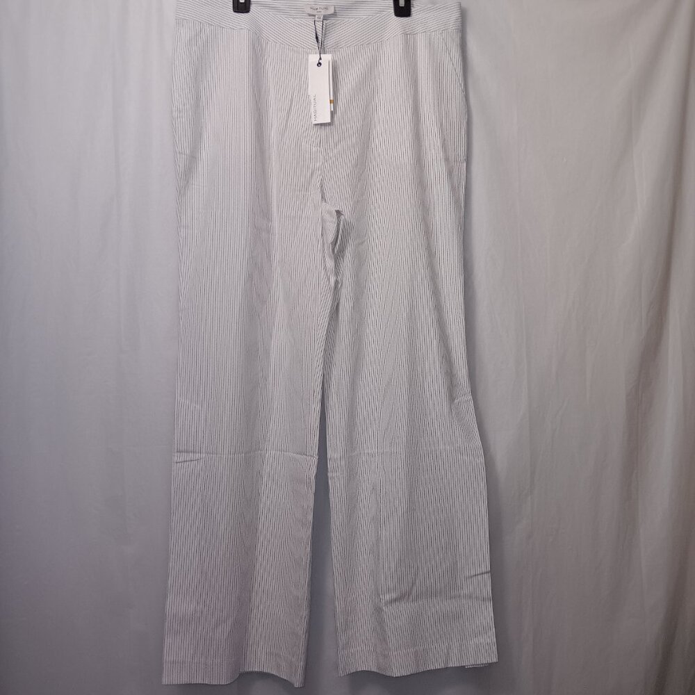 HABITUAL COTTON BLEND PIN STRIPE WIDE LEG DRESS PANTS